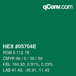 Color code: HEX #05704E | qconv.com
