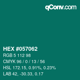 Color code: HEX #057062 | qconv.com