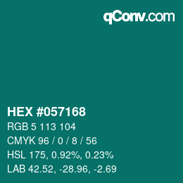 颜色代码: HEX #057168 | qconv.com