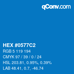 Color code: HEX #0577C2 | qconv.com