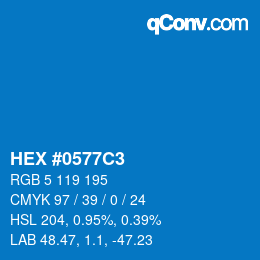 Color code: HEX #0577C3 | qconv.com