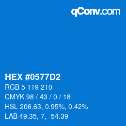 Color code: HEX #0577D2 | qconv.com