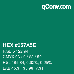 Color code: HEX #057A5E | qconv.com