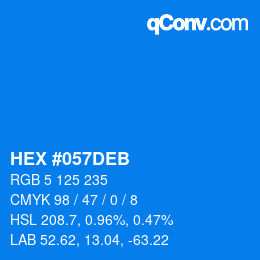 颜色代码: HEX #057DEB | qconv.com
