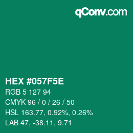 Color code: HEX #057F5E | qconv.com