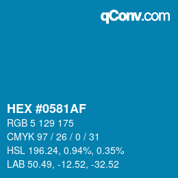 Color code: HEX #0581AF | qconv.com