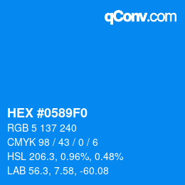颜色代码: HEX #0589F0 | qconv.com