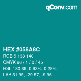 Color code: HEX #058A8C | qconv.com