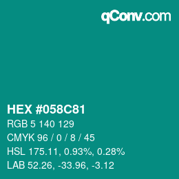 Color code: HEX #058C81 | qconv.com