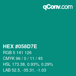 Color code: HEX #058D7E | qconv.com