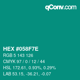 Color code: HEX #058F7E | qconv.com