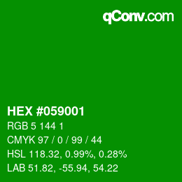 Farbcode: HEX #059001 | qconv.com