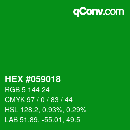 Code couleur: HEX #059018 | qconv.com