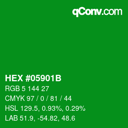 Farbcode: HEX #05901B | qconv.com