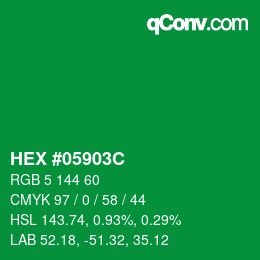 カラーコード: HEX #05903C | qconv.com