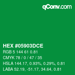 Code couleur: HEX #05903DCE | qconv.com