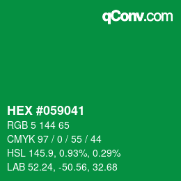 Code couleur: HEX #059041 | qconv.com