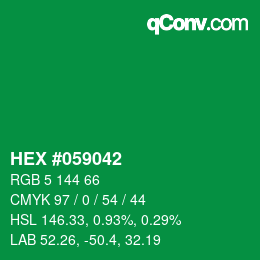 Farbcode: HEX #059042 | qconv.com