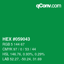 Code couleur: HEX #059043 | qconv.com