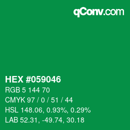 カラーコード: HEX #059046 | qconv.com