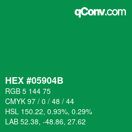 颜色代码: HEX #05904B | qconv.com