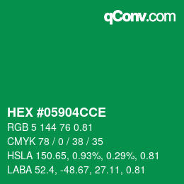 Farbcode: HEX #05904CCE | qconv.com