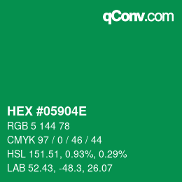 Farbcode: HEX #05904E | qconv.com