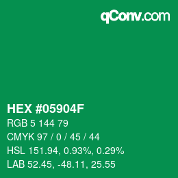 颜色代码: HEX #05904F | qconv.com