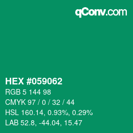 Code couleur: HEX #059062 | qconv.com