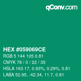 Code couleur: HEX #059069CE | qconv.com