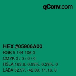 Farbcode: HEX #05906A00 | qconv.com
