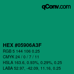 Farbcode: HEX #05906A3F | qconv.com