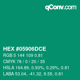 カラーコード: HEX #05906DCE | qconv.com