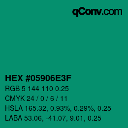 カラーコード: HEX #05906E3F | qconv.com