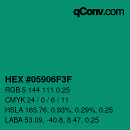 Color code: HEX #05906F3F | qconv.com
