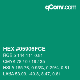 Farbcode: HEX #05906FCE | qconv.com