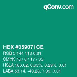 Farbcode: HEX #059071CE | qconv.com