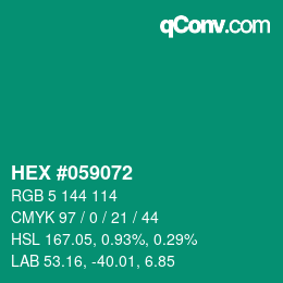 Farbcode: HEX #059072 | qconv.com