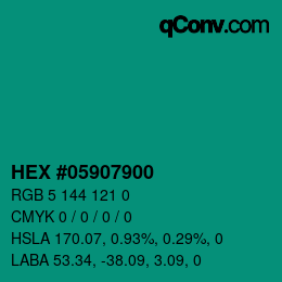 Código de color: HEX #05907900 | qconv.com