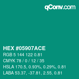 Código de color: HEX #05907ACE | qconv.com