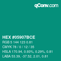 Code couleur: HEX #05907BCE | qconv.com