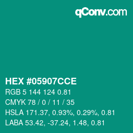 颜色代码: HEX #05907CCE | qconv.com