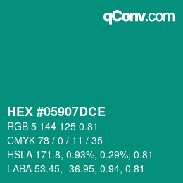 Código de color: HEX #05907DCE | qconv.com
