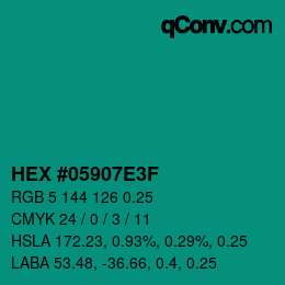 Código de color: HEX #05907E3F | qconv.com