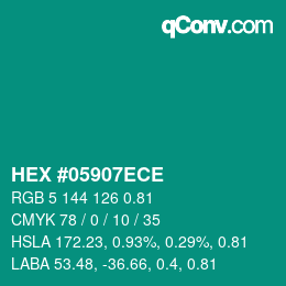 Color code: HEX #05907ECE | qconv.com