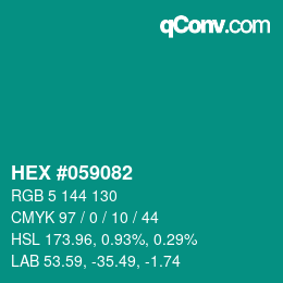 Código de color: HEX #059082 | qconv.com