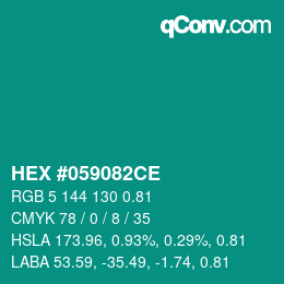 Farbcode: HEX #059082CE | qconv.com