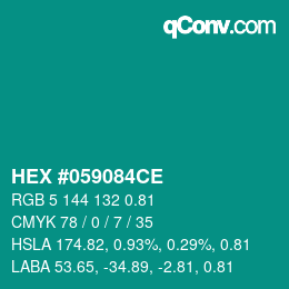 颜色代码: HEX #059084CE | qconv.com