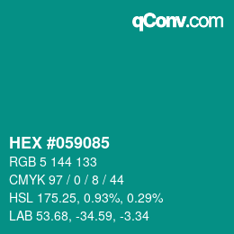 Código de color: HEX #059085 | qconv.com