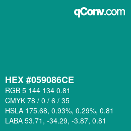 Code couleur: HEX #059086CE | qconv.com